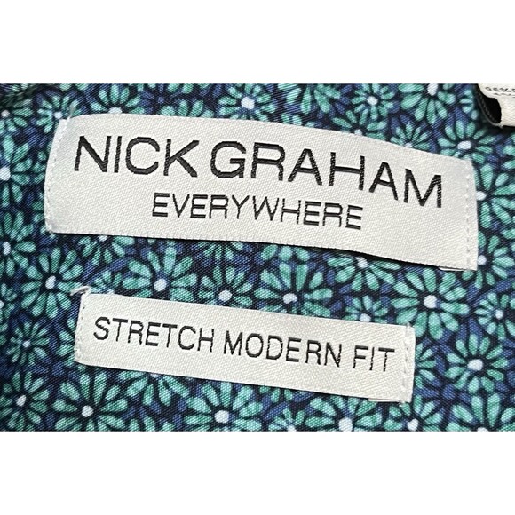 Nick Graham Floral Everywhere Stretch Short Sleeve Mens S Blue Cam Modern Family - Picture 6 of 8